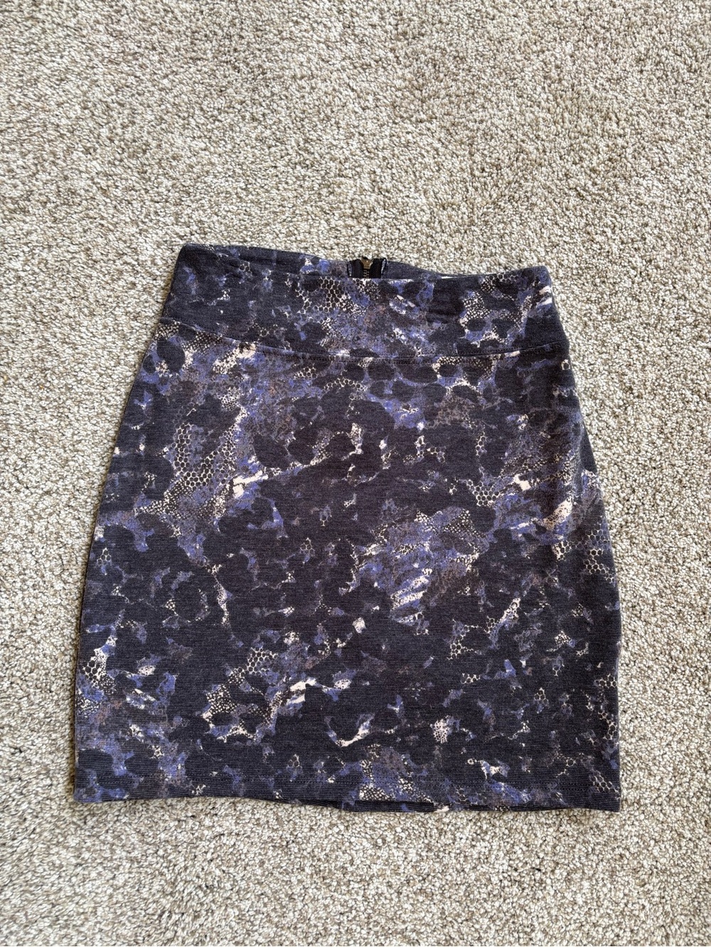 Black and Navy Abstract Mini Skirt